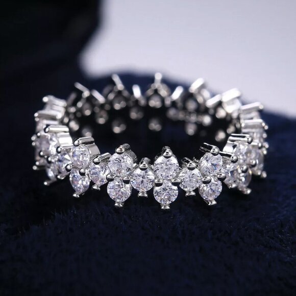 Jewelry - NEW 925 Sterling Silver Diamond Eternity Ring Band